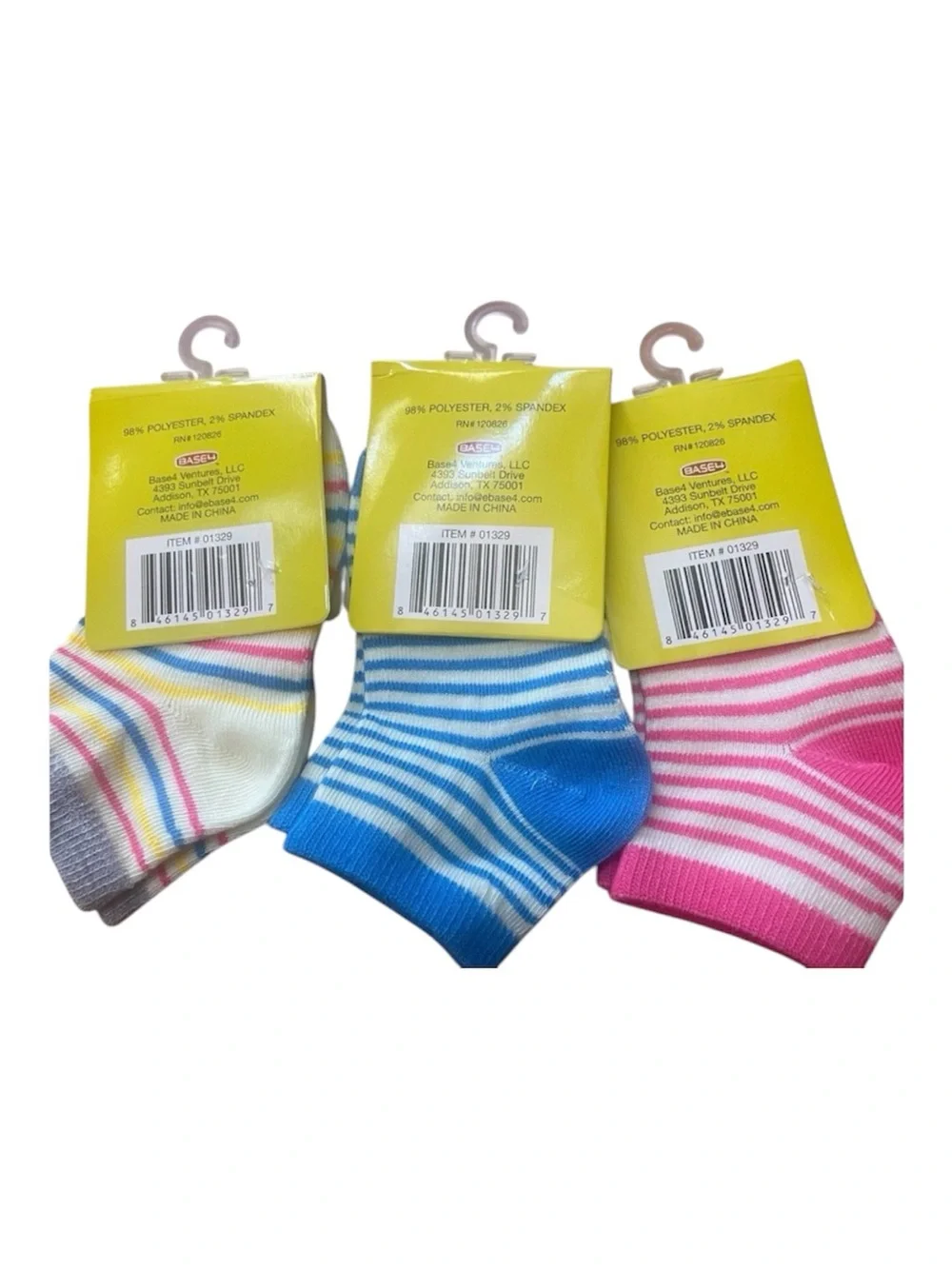 Striped Casual Socks - Blue, Pink, Yellow (3-Pack)